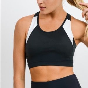 Black and white sports bra